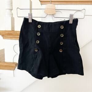 Brandy Melville High Waist Sailor Shorts Black Cotton Blend Pockets Size XXS